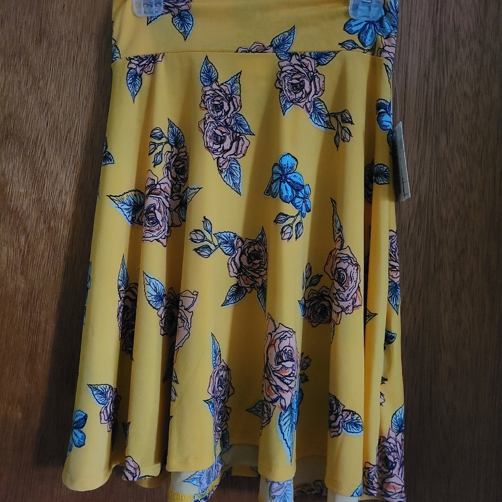 Lularoe Yellow Floral Azure Skirt